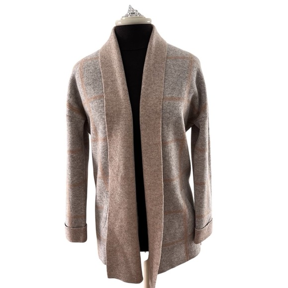 Max Studio 2-Ply Cashmere Sweater Cardigan Jacket Gray Peach Pockets Luxury S - Picture 8 of 8